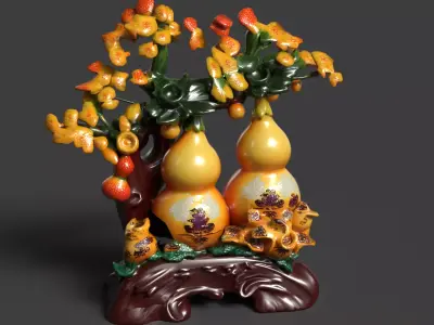 Chinese Gourd Decoration  Low-poly 3D model