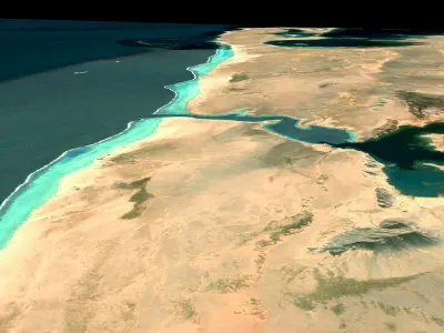Mecca and the Red Sea coast of Saudi Arabia - tile n21 e37 3D model