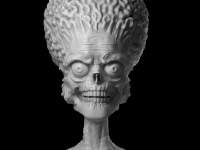 Martian 3D print model alien head 3D print model