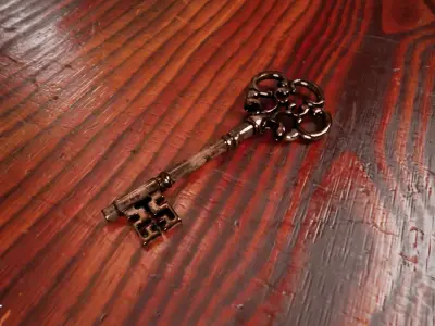 Ornamental Antique Key Low-poly 3D model