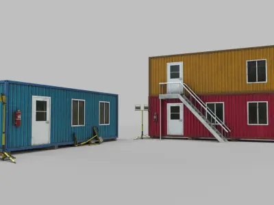 Office Containers With Interior Low-poly 3D model