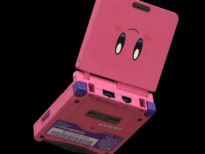 Gameboy Advance SP Kirby Low-poly 3D model