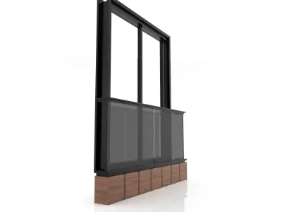 Window balcony with glass door 3D model