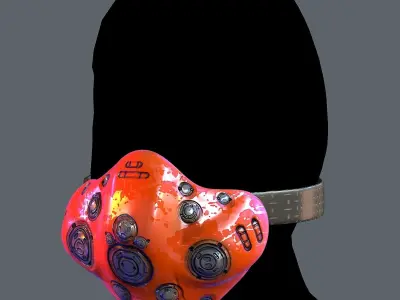 Gas mask helmet 3d model scifi Low-poly  Low-poly 3D model