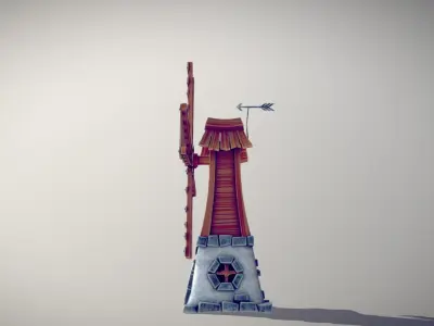 Windmill Stylized Low-poly 3D model