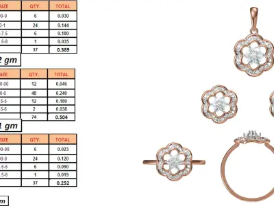 Light wt Ring Earrings Pendant set stl jcd 1-render details  3D print model