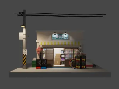 Korean Stationery Store  Low-poly 3D model