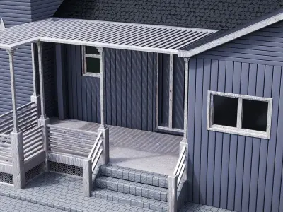 Wood house model Medieval Christmas Low-poly 3D model