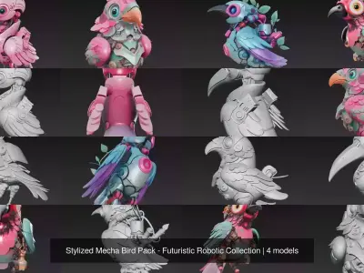 Stylized Mecha Bird Pack - Futuristic Robotic Collection