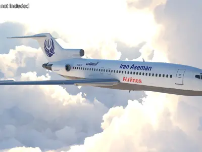  Commercial Airliner Boeing 727-100 Iran Aseman Rigged for Maya 