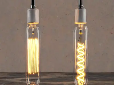 Vintage LED and Edison Bulb - Long - High Poly - Blender  3D model