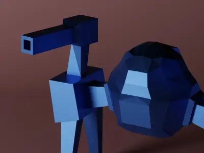 Leaf Blower Robot Low-poly 3D model