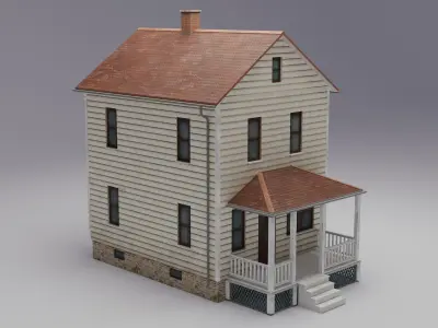 Wooden House Low Poly Game Ready 3D Model Low-poly 3D model