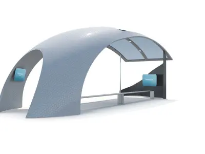 Futuristic Bus Stop Low-poly 3D model