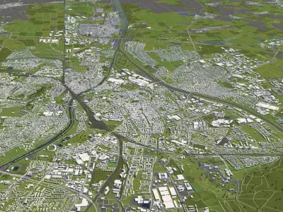 Augsburg Germany 50x50km 3D City Map 3D model