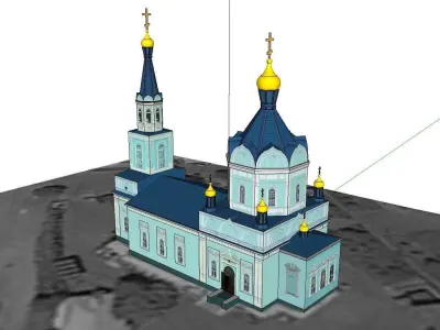 Architecture-Religion-God-Culture-Temple-023 church with two ... 3D model