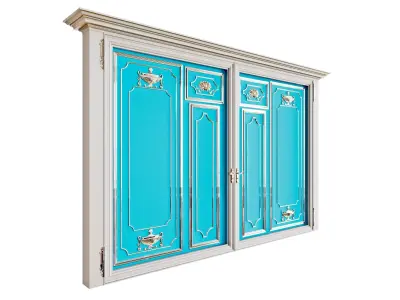 Classic gate with antique pattern silver plated and gilded 3D model