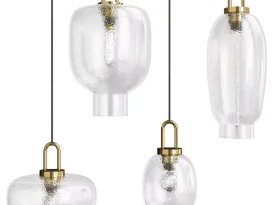 LIEBE four glass and brass pendant lights Low-poly 3D model