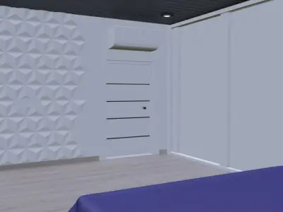 Interior bedroom with bed and dresser Low-poly 3D model