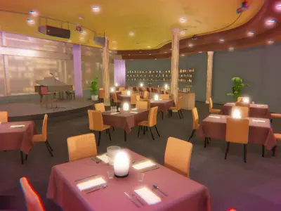 Jazz club - interior and props Low-poly 3D model