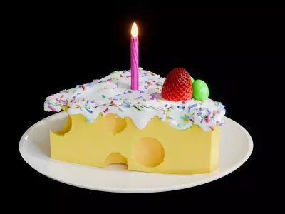 Dessert Quarter Strawberry fruit cheese  cake 3D model