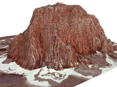 Red Snow ICE Mountain Canyon Desert Low Poly Terrain Rock 3 Low-poly 3D model
