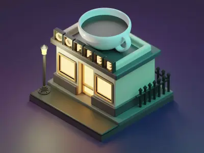 Whimsical 3D Coffee Shop Design with Playful Touches 3D model