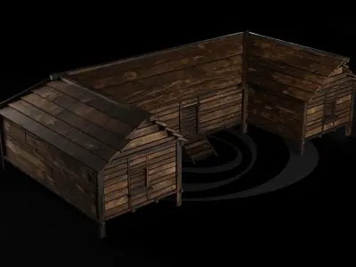 AAA Wooden Enterable Medieval Primal Thatched Cottage Hut 04 R Low-poly 3D model