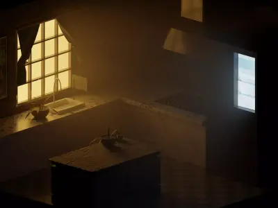 Kitchen model with light Free 3D model