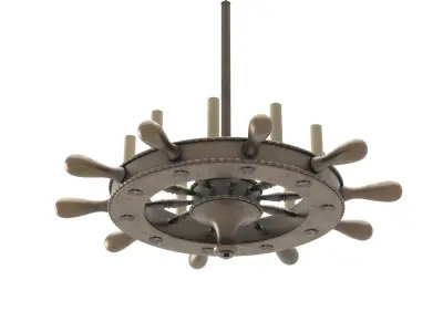 English Ship Wheel Chandelier PBR 3D model