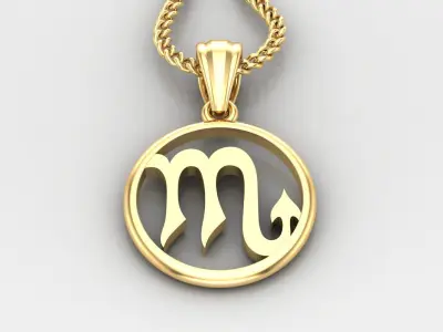 Circle Scorpio Light Gold Pendant Version 6 3D print model