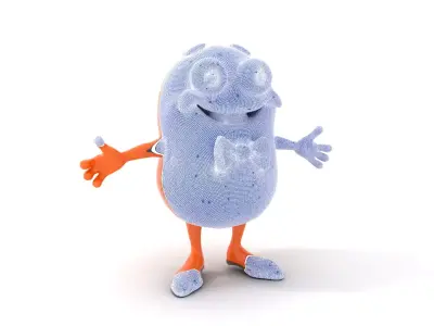 Orange BowTie Monster Character Rigged and Animated Low-poly 3D model