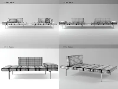 S four different sofas 3D model
