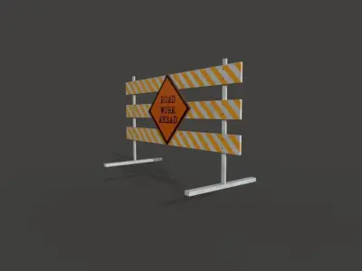 Road Block Closure Low-poly 3D model