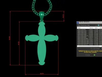 Light Gold 18K Cross Pendant 1CP092 3D print model