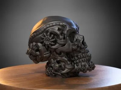 Robot Skull Headphone Stand Cyborg Headset Stand 3D print model order