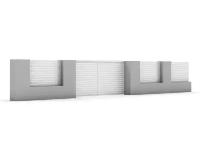 Concrete Fence with Gate 04 3D model