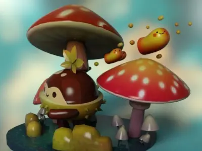 little chestnut  mushroom 3D model