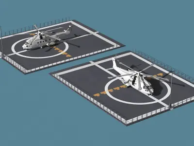  Transport Helicopter on Landing Pad 