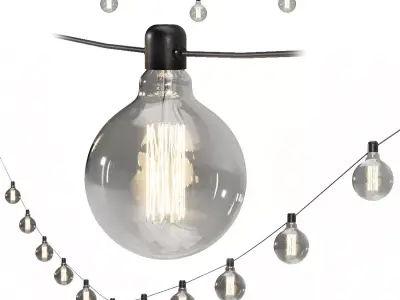 garland string of lights with glass globes 3D model