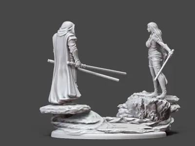 Duellist diorama - 35mm scale 3D print model