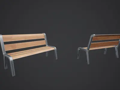 Stylized Wooden Bench Low-poly 3D model purchase