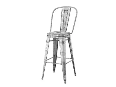 Stool with backrest 3D model