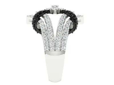 Light Weight White Gold Diamond Ring  -DDS RN 224 3D print model