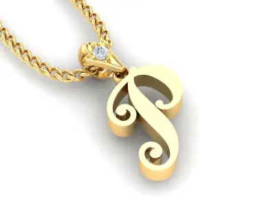 Alphabet V3 Light Gold  Font Pendant P 3D print model