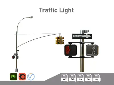 Traffic Light 07 Low-poly 3D model