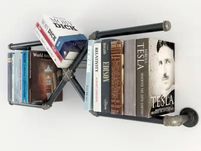 Collection bookshelves industrial pipe bookcase 3D model