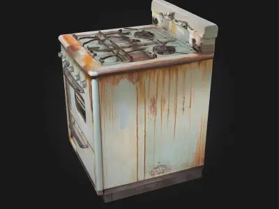 Rusty Vintage Stove  Aged Charm of Classic Cooking 3D model