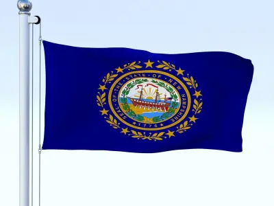 Animated New Hampshire Flag Low-poly 3D model