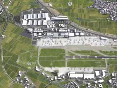 Stuttgart - 3D Airport Model Low-poly 3D model